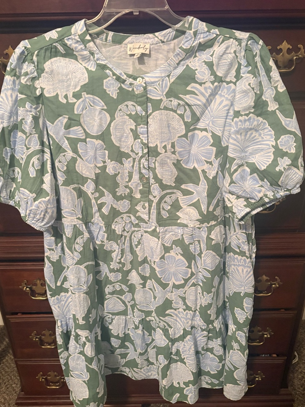 Wonderly Mini Dress - Tiered, Gauzed Printed Womens XL